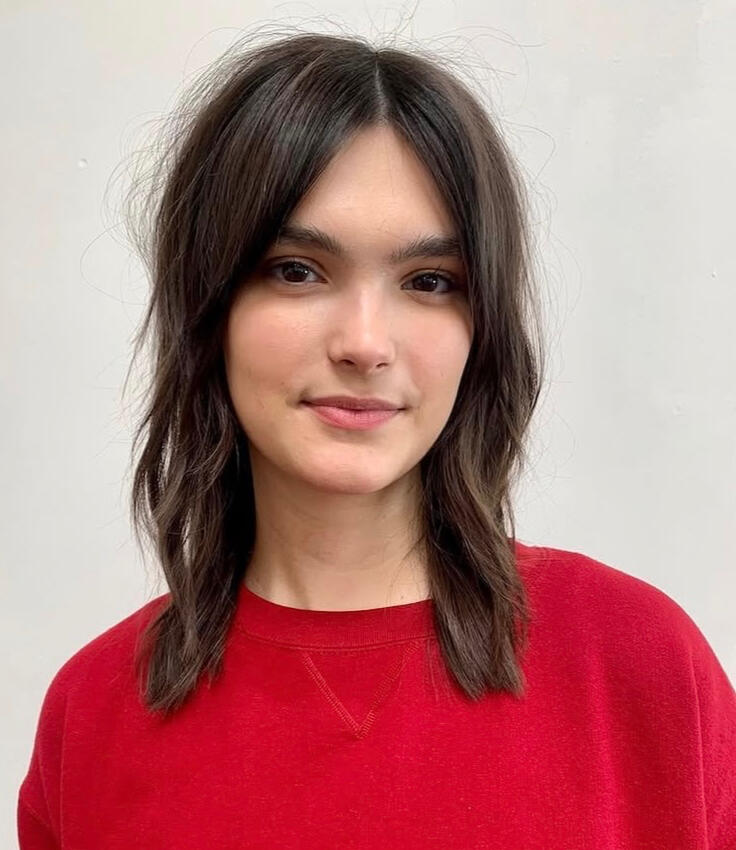 Easy medium length haircut with face framing layers